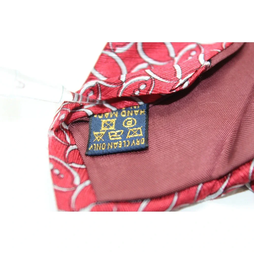 Richel Mens Silk Necktie Red Geometric Oval Pattern Hand Made Formal Tie